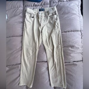 A&F Vintage Stretch 90s Straight Denim in Khaki